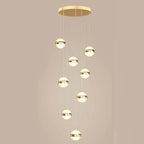 Round Ball Acrylic Chandelier Staircase LED Gold Lighting Fixtures