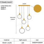 Wooden LED Chandelier for Living Room Ceiling Modern Lighting Fixtures