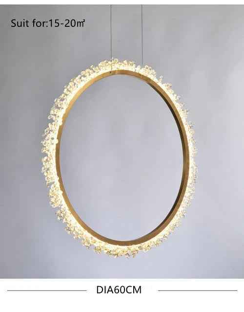 Round Circle LED Crystal Chandelier for Dining Table and Exhibition Hall