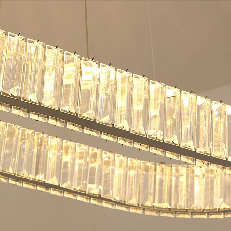 Crystal Oval LED Chandelier: Luxury Lighting Fixture for Living Room - Modern Design