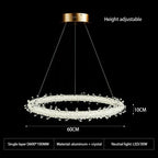 Crystal Flower LED Chandelier Round Ring Pendant for Dining Living Room Lighting