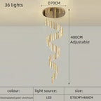 Luxury Crystal LED Chandelier for Modern Living Room and Spiral Staircase