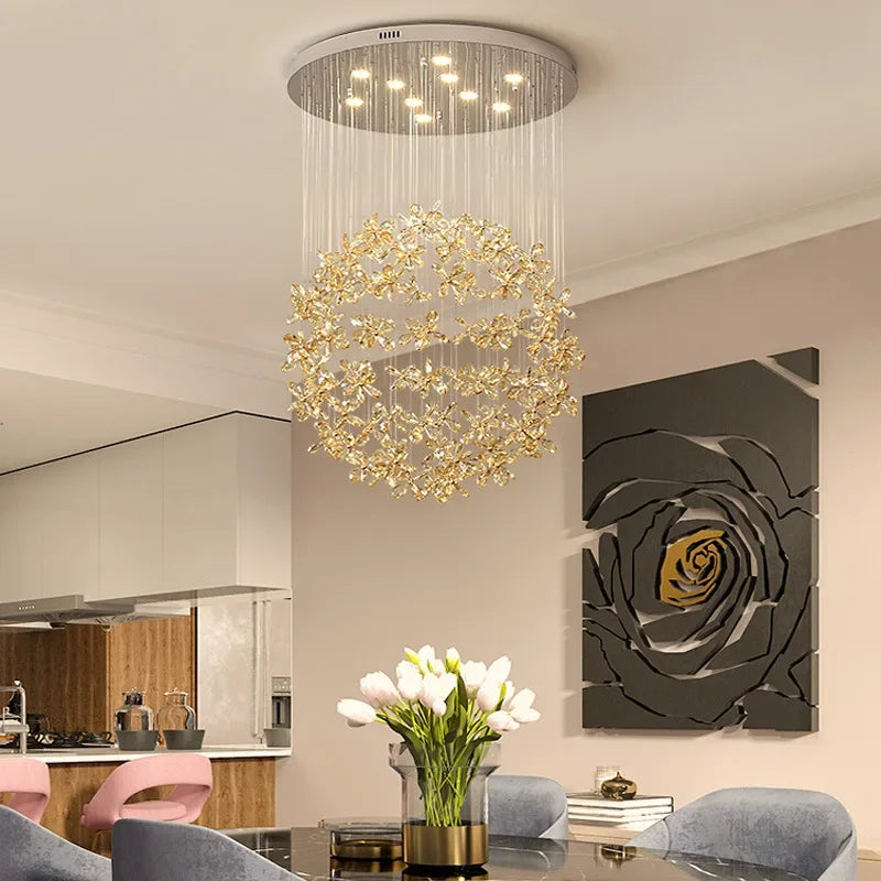 Luxury Crystal Butterfly Ceiling Chandelier for Living Room - Modern LED Light Fixtures