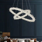 Luxury Crystal LED Chandelier | Dimmable Ring Gloss Ceiling Chandelier for Modern Living Room