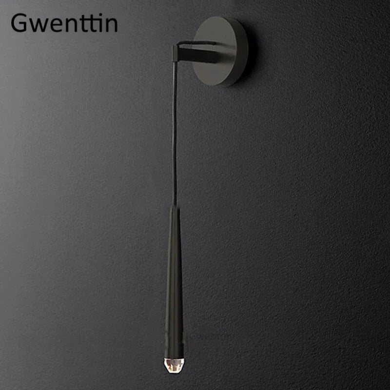 Crystal Water Drop Wall Sconce for Bathroom & Bedroom, Gold LED Mirror Light