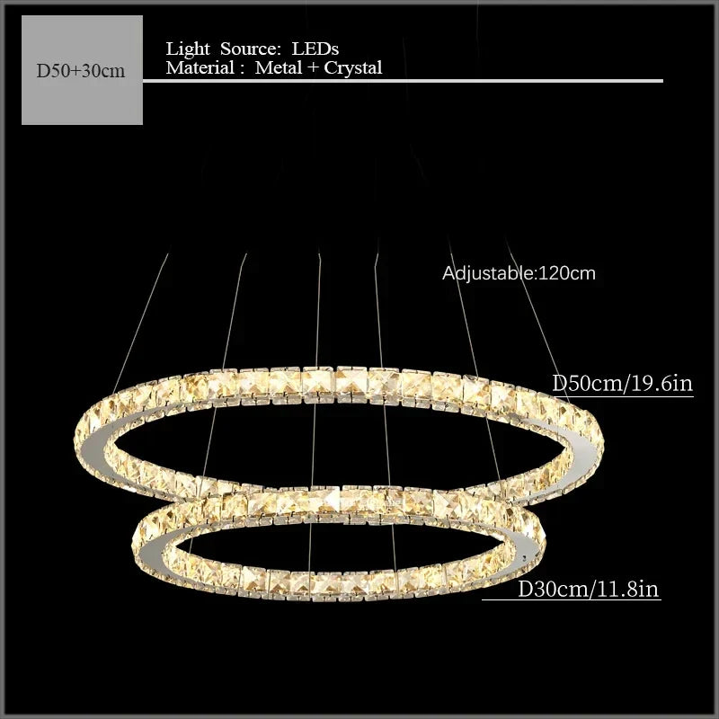 Modern Crystal Ceiling Chandelier Pendant Light for Home Decor Bedroom Living Room