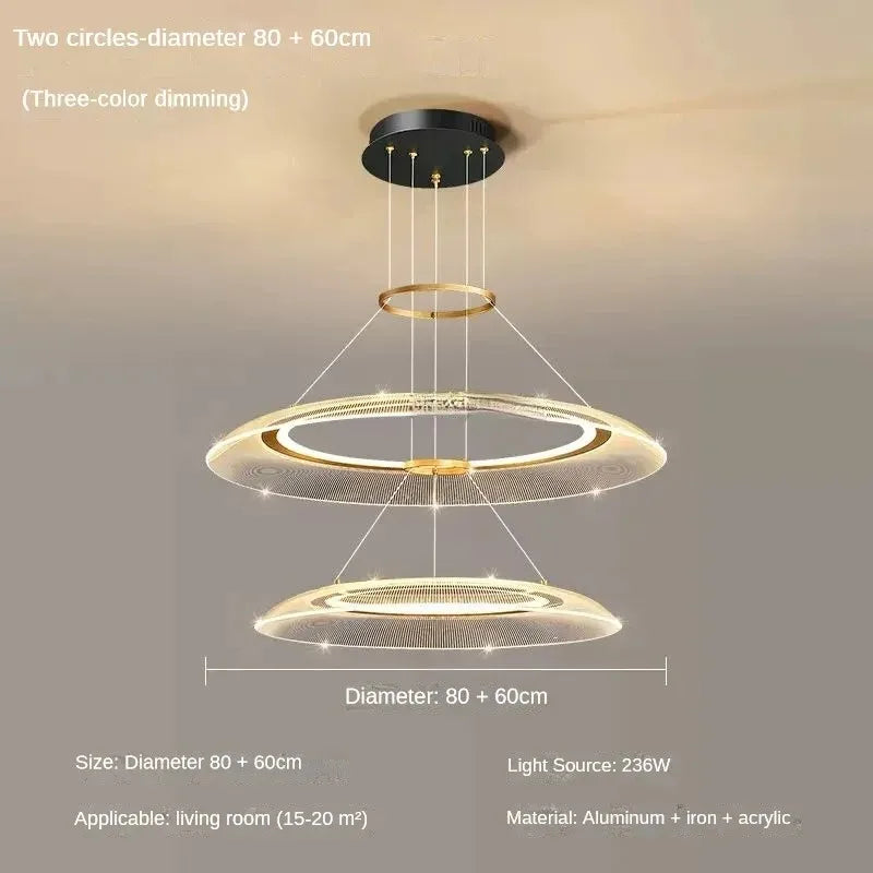 LED Ring Chandelier: Luxury Living Room Lighting Fixture