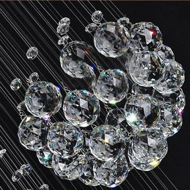 Crystal Ball Design Chandelier Set - Large Elegant Lustre Lights D80xH300cm