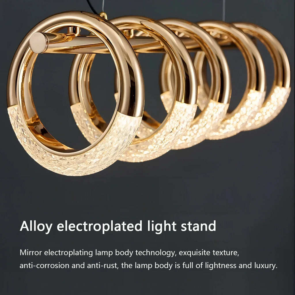 Gold Acrylic Circle Ring LED Pendant Chandelier