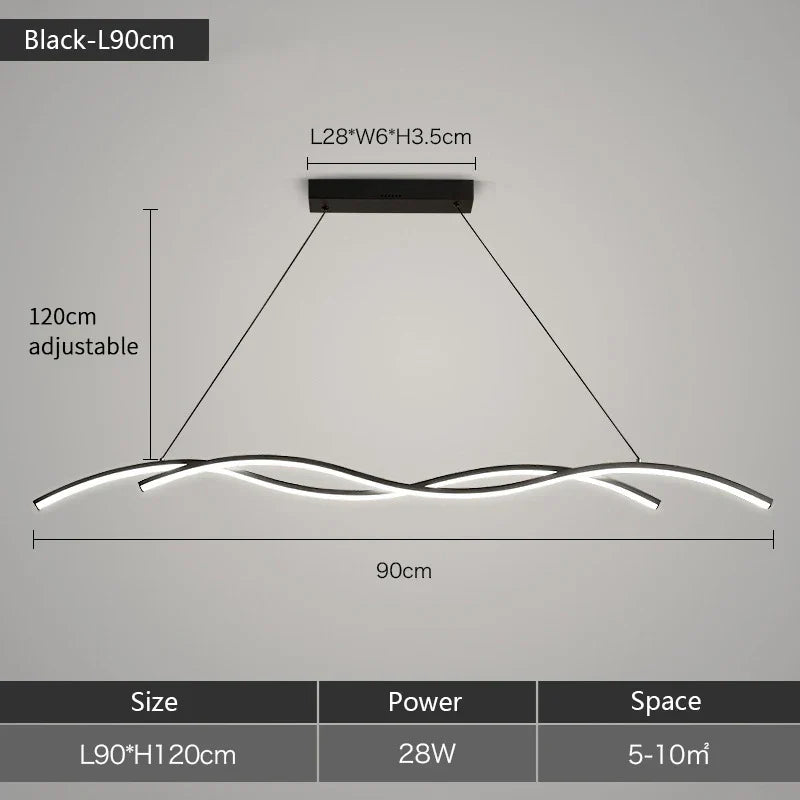 Wave LED Pendant Lights: Modern Chandeliers for Dining Room, Bar, and Home Decor