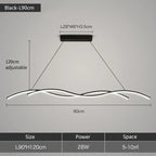 Wave LED Pendant Lights: Modern Chandeliers for Dining Room, Bar, and Home Decor