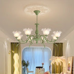 Lily Of The Valley Glass Chandelier Light: Modern Cream Wind Lamp for Living Room & Bedroom