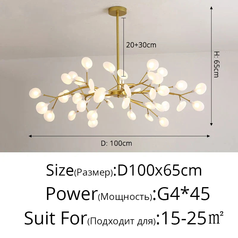Branch Shape Firefly Ceiling Chandelier G4 Led Lighting Indoor Hanging Lamp