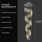 Modern LED Crystal Chandelier for High Ceilings