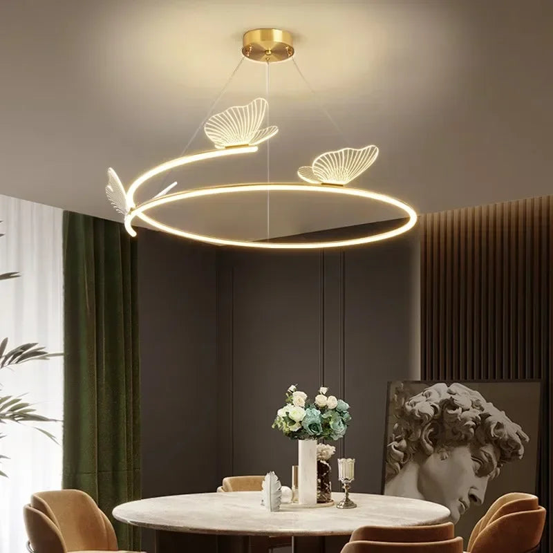 Modern Butterfly Chandelier Minimalist LED Pendant Light for Home Decoration