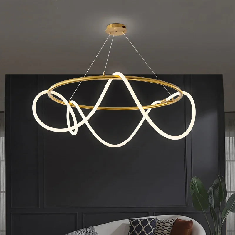 Modern Minimalist Dimmable LED Chandelier for Home Decor and Dining Room