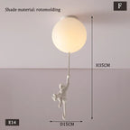 Nordic White Bear Kid Ceiling Lamp: Children's Room Decoration LED Pendant Light.