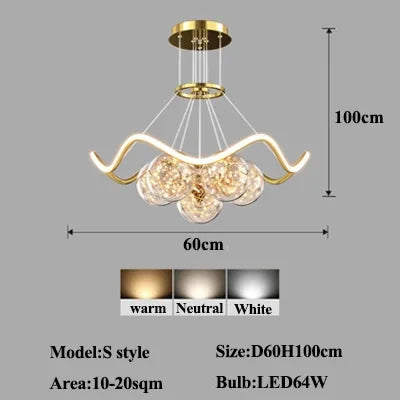 Bubble Pendant Chandelier: Modern Dimmable LED Lighting for Home Decor