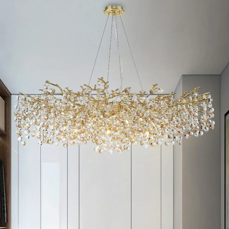 Sun Crystal Chandelier for Elegant Living Room & Lobby Lighting