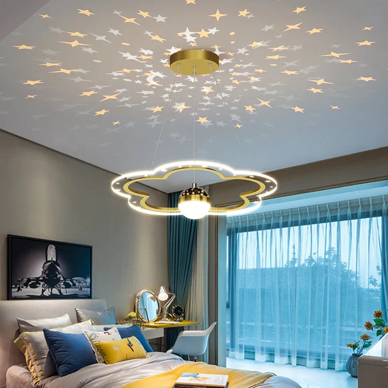 LED Star Chandelier: Kids Room Lighting Fixture for Bedroom & Study Room