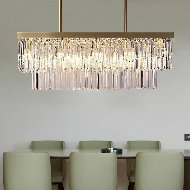 Nordic Crystal Kitchen Island Chandelier - Luxury Rectangle Pendant Light
