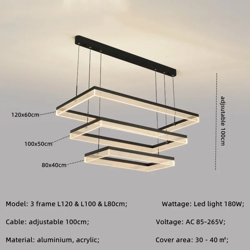 Minimalist Rectangle Acrylic LED Pendant Light - Nordic Design, Dimmable, Modern Hanging Lamp