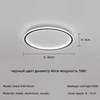 Modern Round Iron LED Ceiling Light for Bedroom, Foyer, and Study