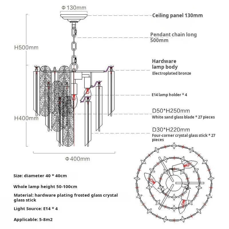 Crystal Bedroom Pendant Lamp: Designer Luxury Glass Lighting for Living Room