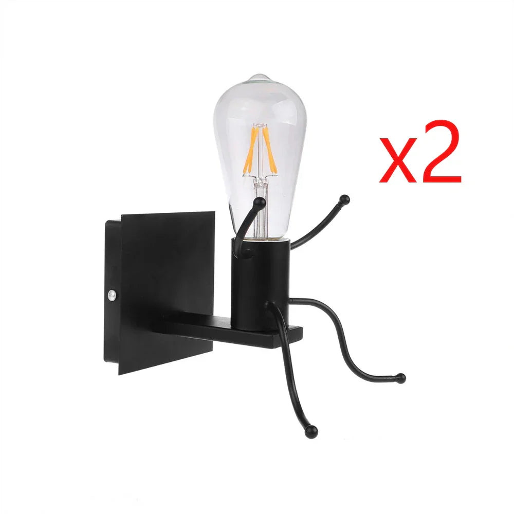 Little Man LED Wall Light: Modern, Simple, Creative Design for Children's Bedroom