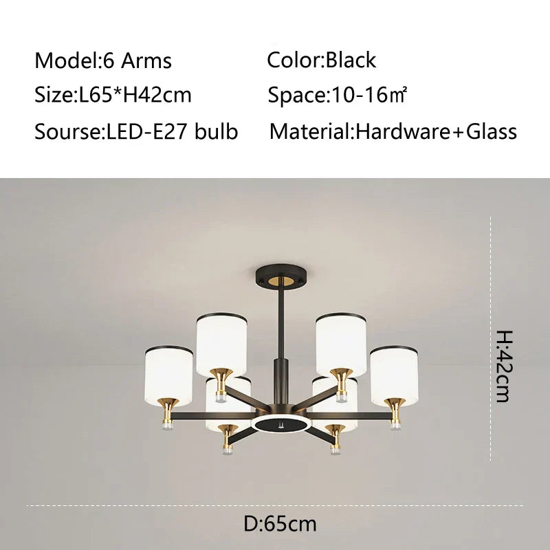 Glass Chandelier: Nordic Modern LED Hanging Light for Living Room and Bedroom