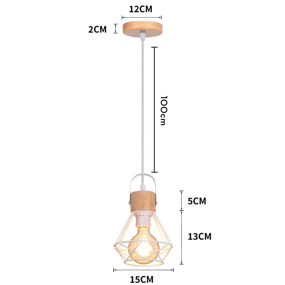 Vintage Industrial Wood Pendant Light Chandelier for Kitchen Island Living Room