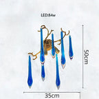 Blue Crystal Chandelier: Luxe Living Room LED Lighting