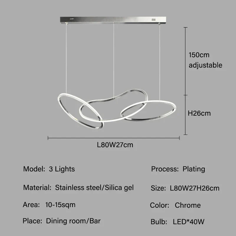 Luxury Steel Pendant Chandelier Dimmable LED Luminarias