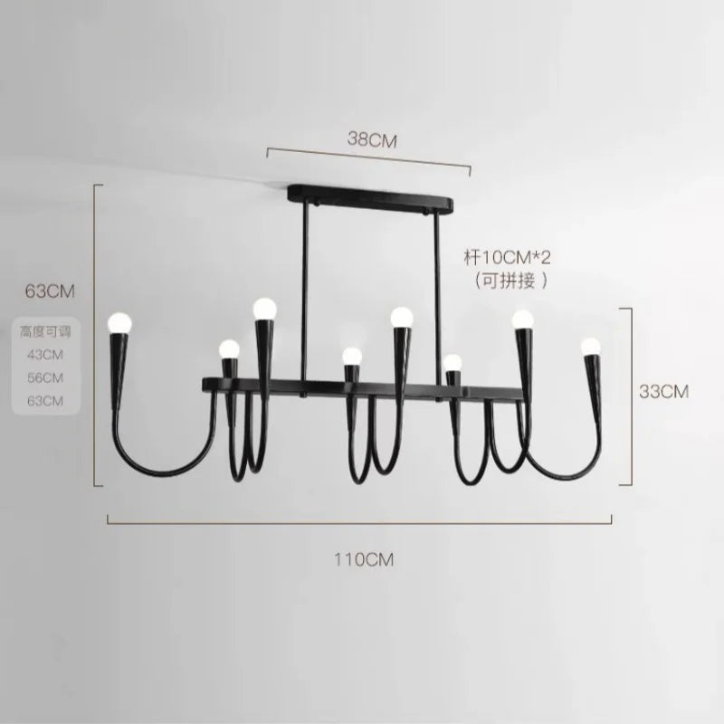 Nordic LED Glod Chandelier Retro Hanging Pendant Lamp for Living Room Decor