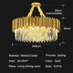 Crystal Oval Round Chandelier: Luxury Nordic Modern LED Lighting for Home and Bar