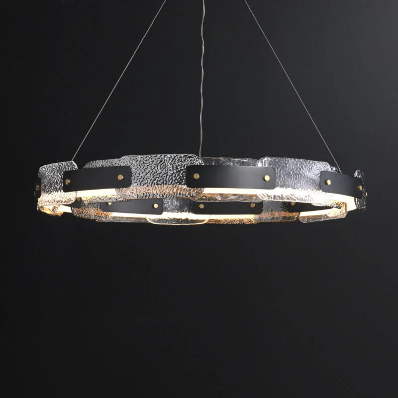 Runner Crystal Glass Chandelier, Modern LED Art in Black & Gold
