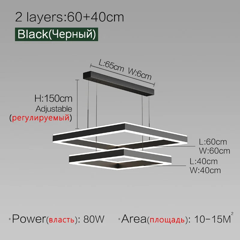 Modern Square LED Chandelier - New 2022 Minimalist Luxury Lighting
