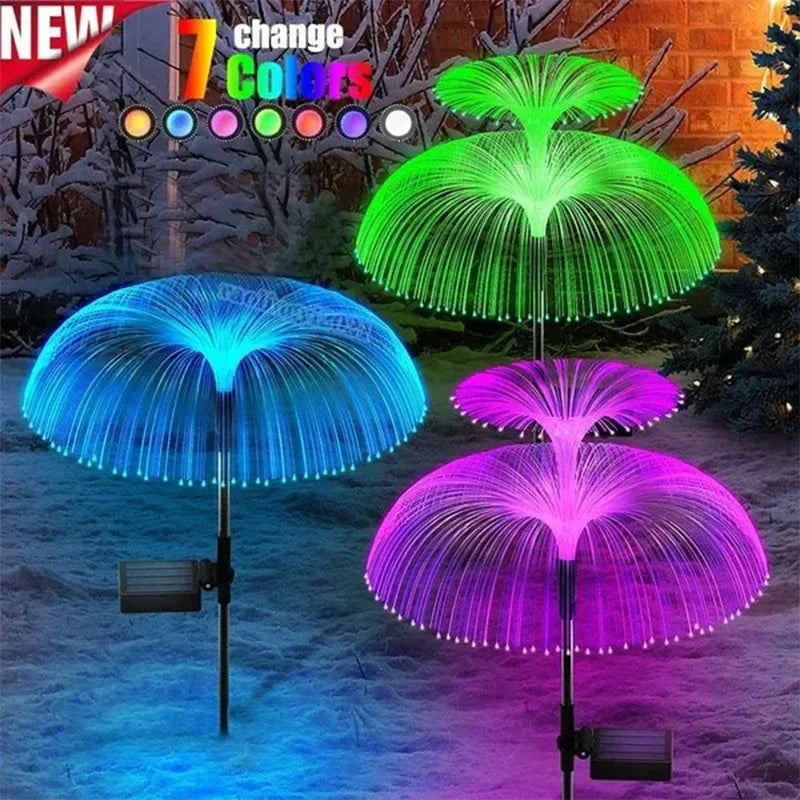 Solar Jellyfish Lawn Lights - Outdoor Fiber Optic Decor for Patio & Yard