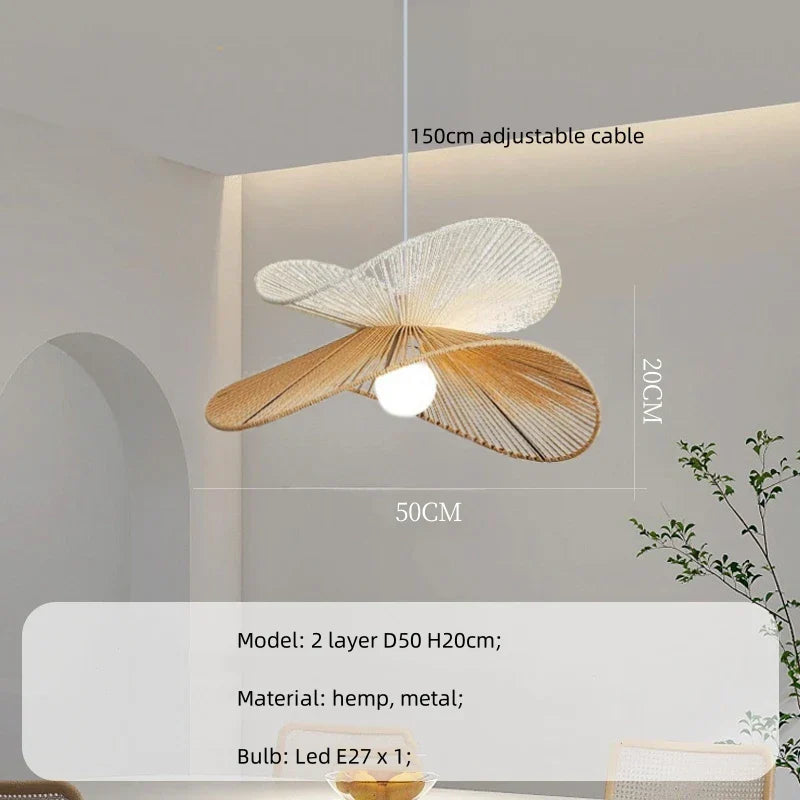 Hemp Pendant Lights: Wabi Sabi LED Indoor Lighting Fixtures