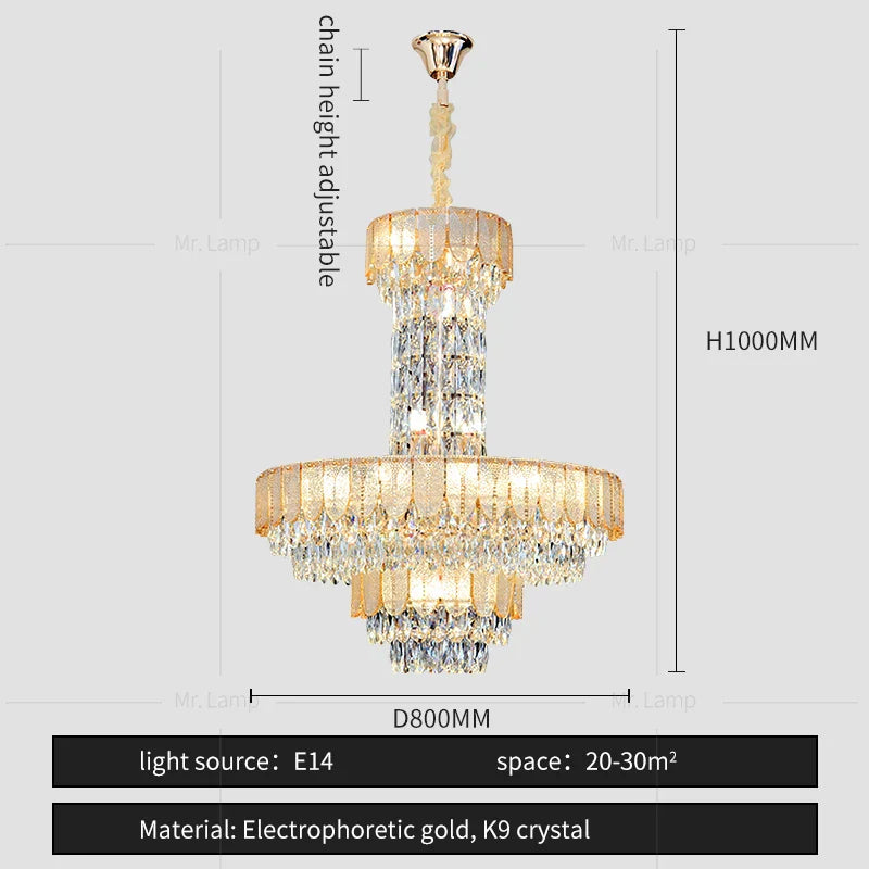 Crystal Chandelier: Postmodern Multi-layer Luxury for Villa, Hotel Lobby, and Living Room