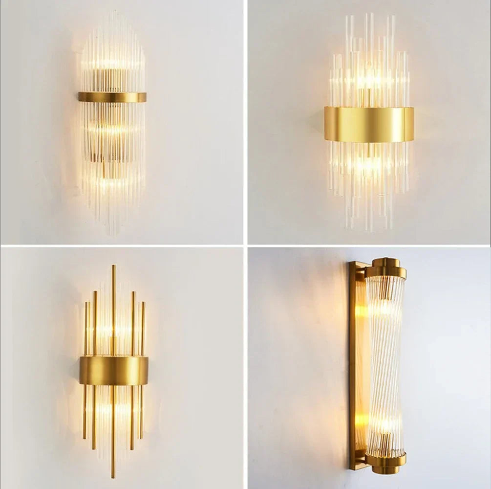 Crystal Gold LED Wall Sconce for Bedroom Living Room Home Decoration