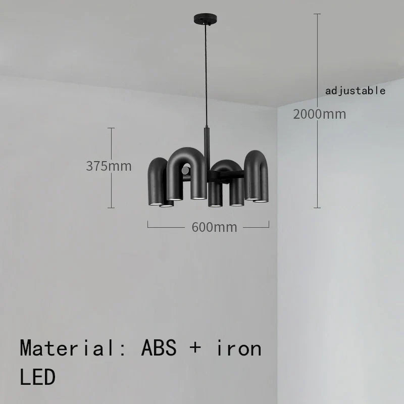 U-shaped Iron Chandelier Modern Minimalist LED Lighting for Home and Restaurant
