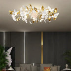 Ginkgo Leaf Acrylic Metal LED Ceiling Chandelier for Home Living Room