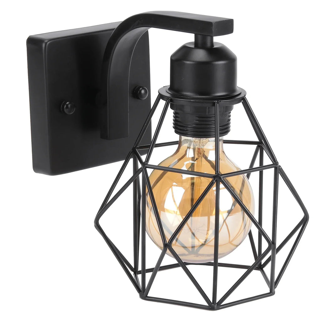 Industrial Wire Cage Wall Sconce E27 Rustic Retro Bedside Light Fixture