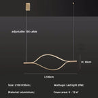 Minimalist River Chandeliers - Gold Lustre Aluminium Dimmable Pendant Lights