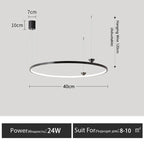 Circular All-Copper Italian Style LED Pendant Lamp for Living Room and Bedroom