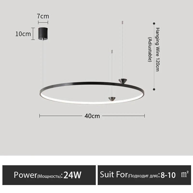 Circular All-Copper Italian Style LED Pendant Lamp for Living Room and Bedroom