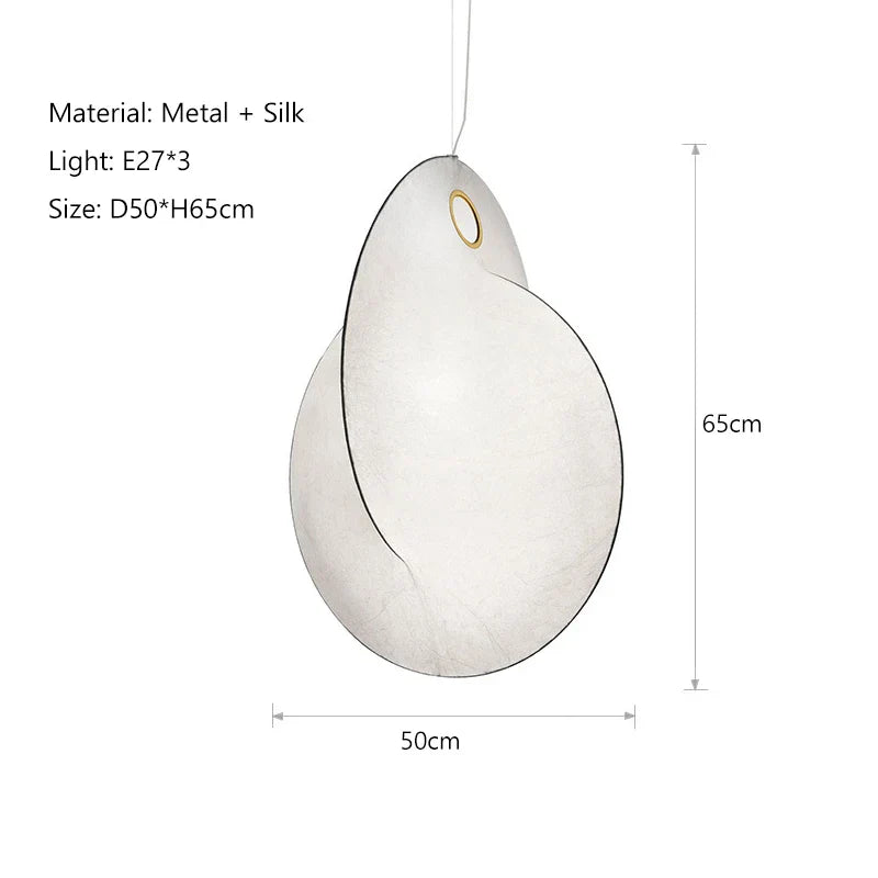 Shell Design Silk Pendant Lamp for Living Room Bedroom Kitchen - Japanese Style