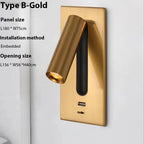 LED Wall Sconce Adjustable Reading Light for Hotel Bedroom, USB Charging