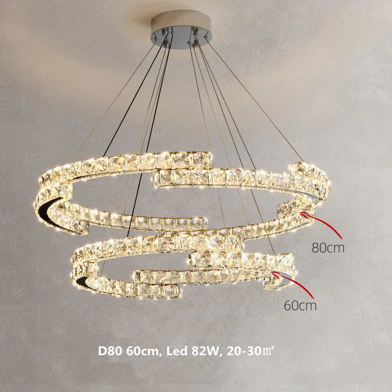 Modern Crystal LED Pendant Lights Dimmable Chrome Foyer Lumnarias
